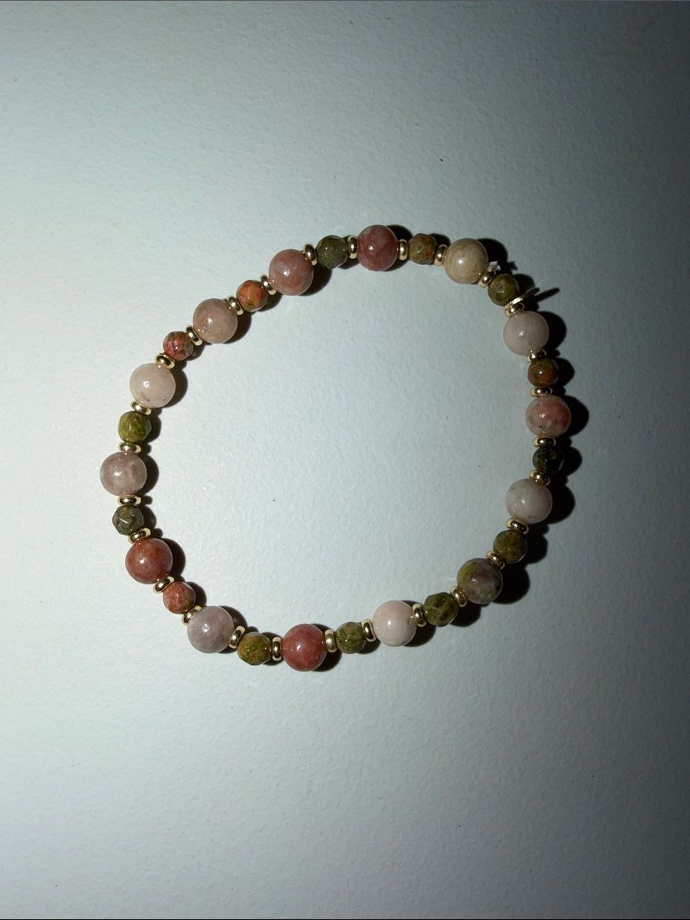 Handcrafted LimeĀ Ivory Light Brown Stonesāand Beads StretchāBracelets lot of 4